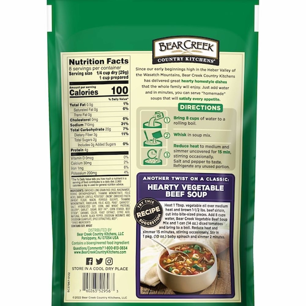 Bear Creek Vegetable Beef Soup Mix, 8.1 Ounce -- 6 Per Case