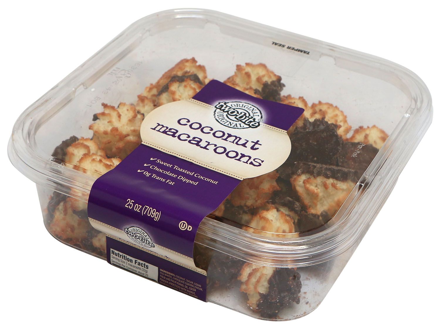 Two-bite Chocolate Dipped Coconut Macaroons, 25 Ounce -- 6 Per Case