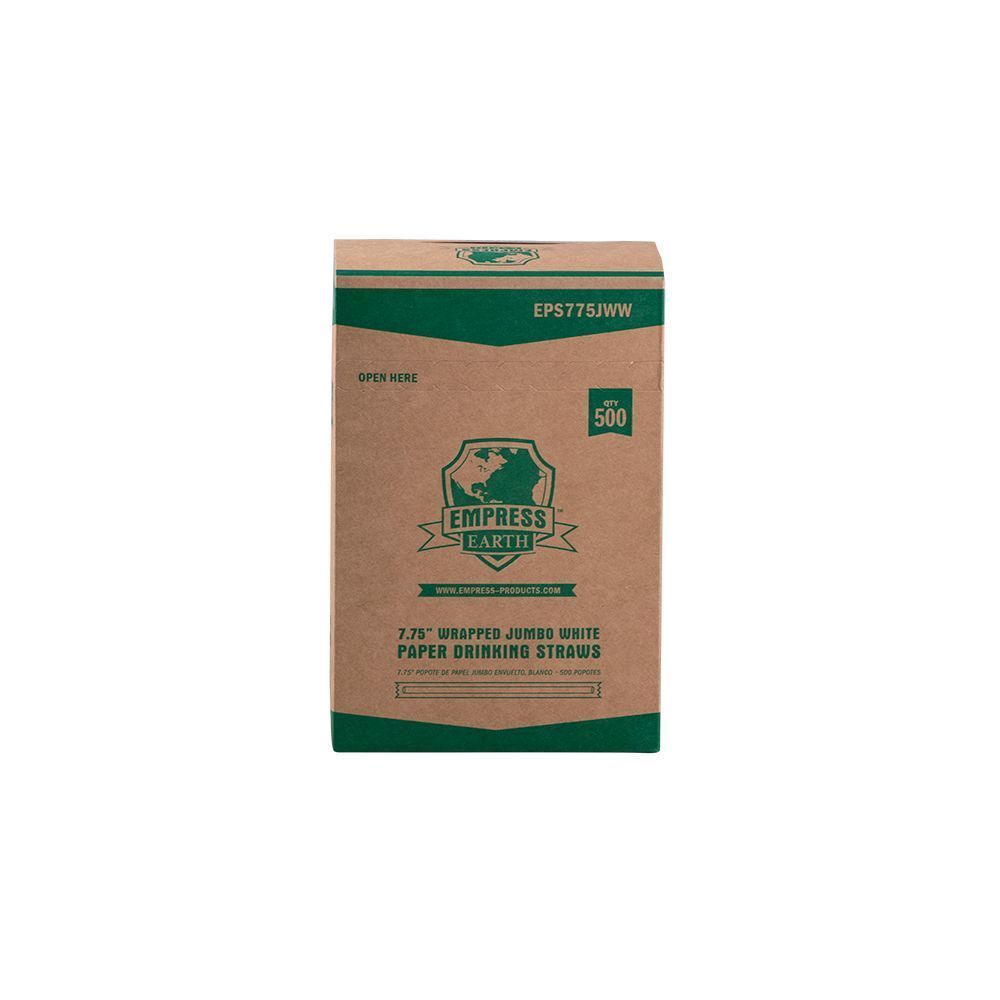 Empress Earth White Jumbo Wrapped Paper Straw, 7.75 Inch -- 2000 Per Case