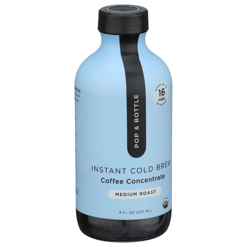 Pop And Bottle Organic Medium Roast Instant Cold Brew Super Coffee Concentrate, 8 Fluid Ounce -- 6 Per Case