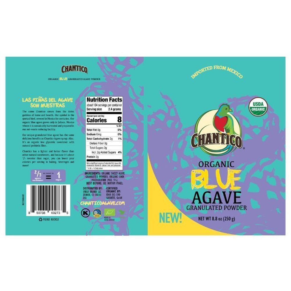 Chantico Organic Blue Agave Granulated Powder, 250 Gram -- 8 Per Case