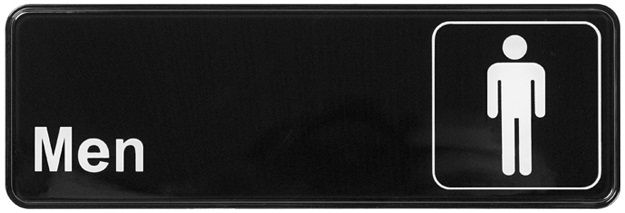 Winco Black Men Information Sign, 9 X 3 Inch -- 12 Per Case