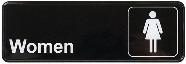 Winco Black Women Information Sign, 9 X 3 Inch -- 12 Per Case