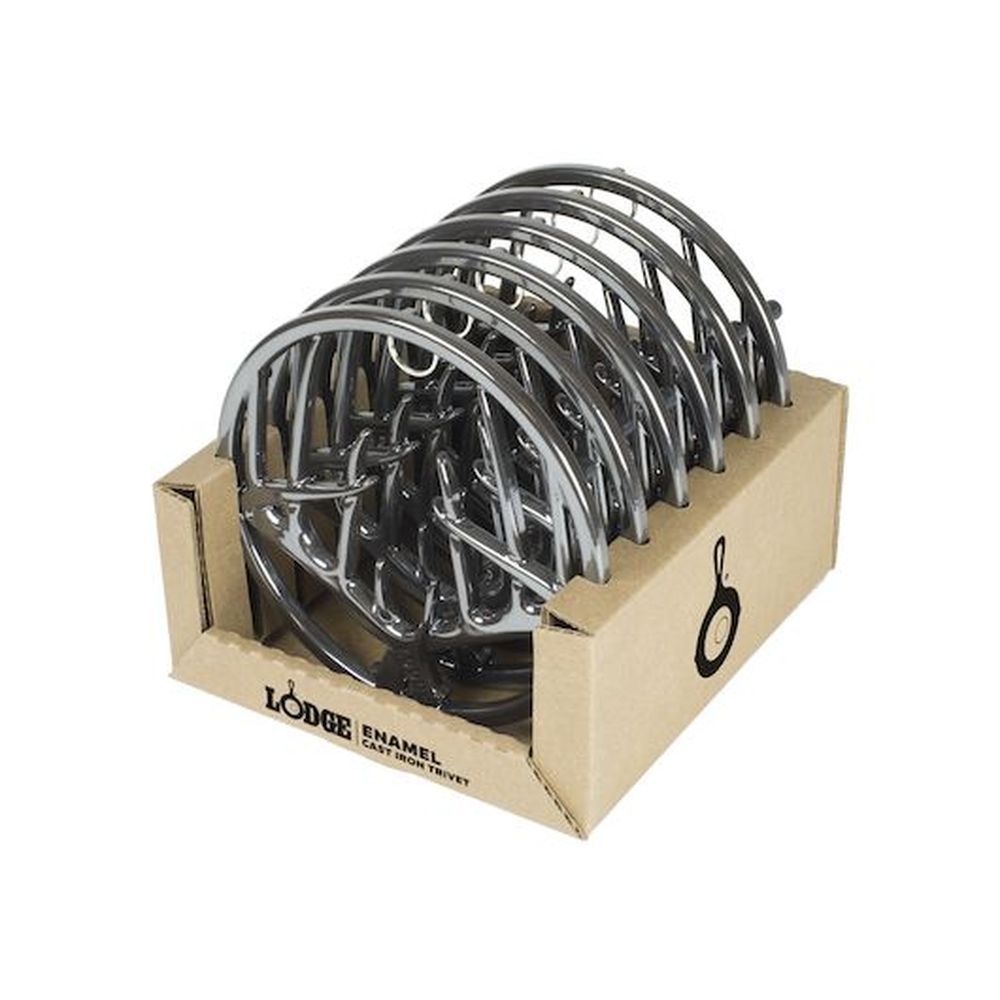 Lodge 8 Inch Midnight Chrome Enamel Cast Iron Antler Trivet, 6 Count