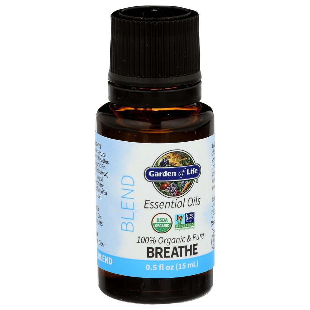 Garden Of Life 100 Percent Organic And Pure Breathe Blend Essential Oil, 0.5 Fluid Ounce