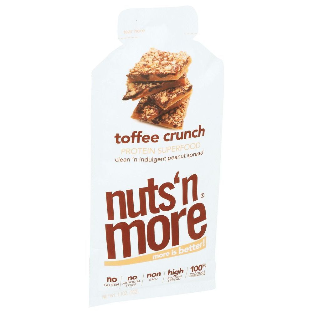 Nuts N More Toffee Crunch High Protein Peanut Butter Spread, 1.1 Ounce -- 10 Per Case