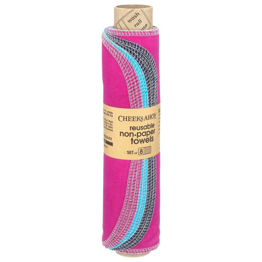 Cheeks Ahoy Jewel Pre Rolled Reusable Non Paper Towel, 8 Count -- 6 Per Case