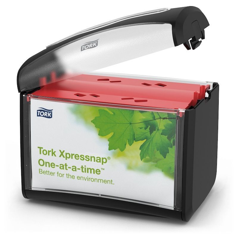 Tork Xpressnap Plastic Black Tabletop Napkin Dispenser, 5.6 X 7.9 X 6.7 Inch