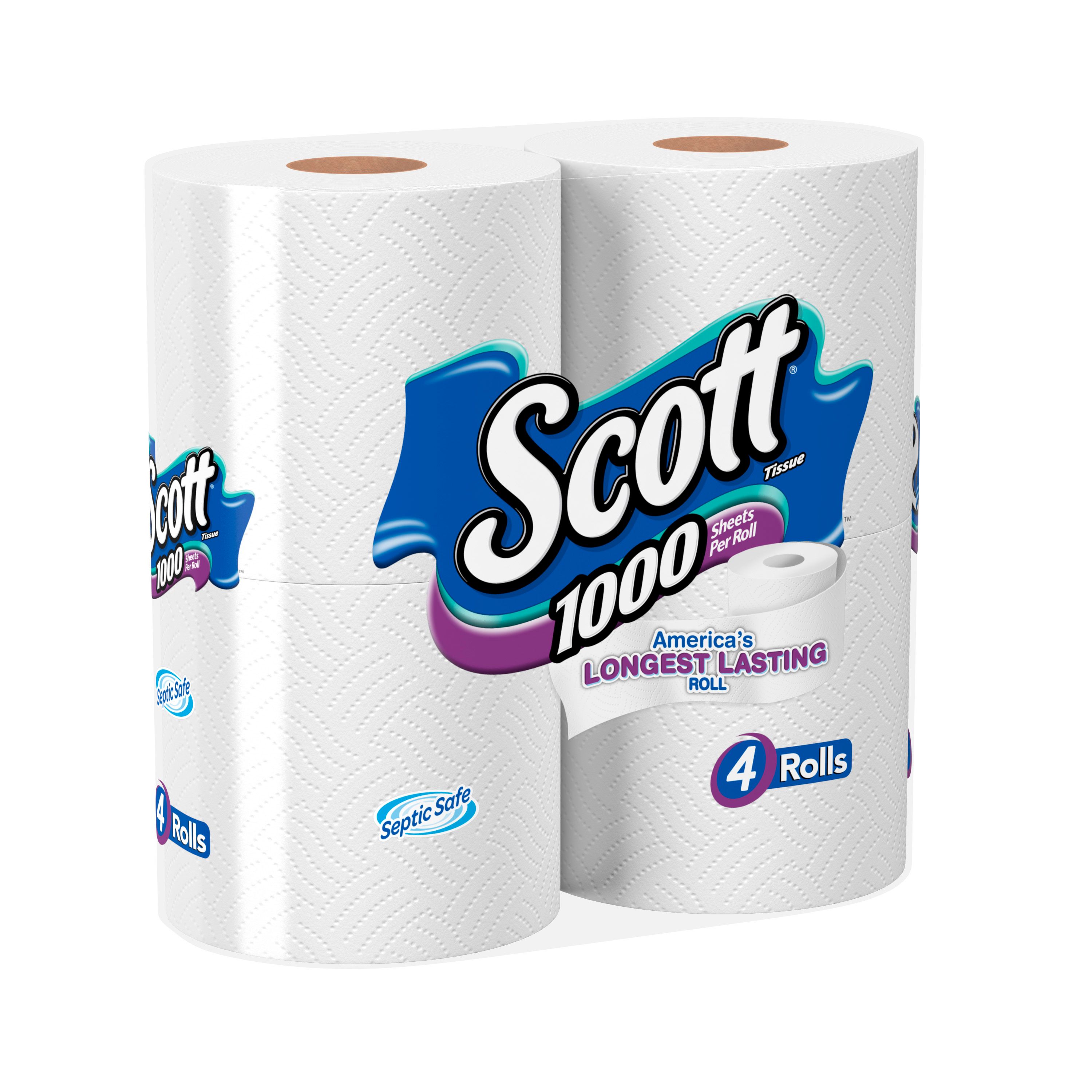 Scott White Bathroom Tissue, 4 Rolls Count -- 12 Per Case