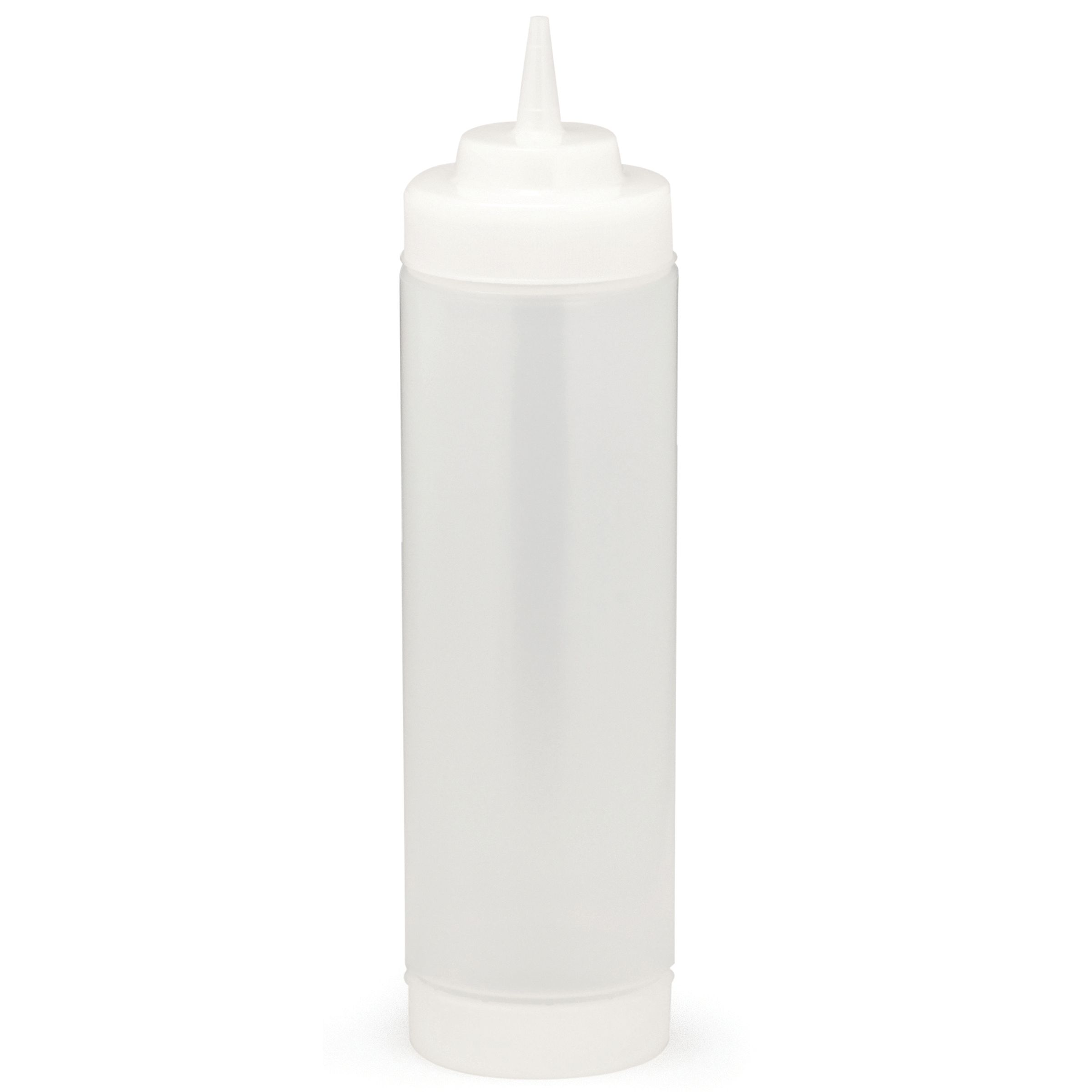 Tablecraft Polyethylene Dualway Widemouth Clear Squeeze Dispenser With Cone Tip And Natural Top, 24 Ounce Capacity -- 12 Per Case