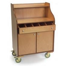 Lakeside Geneva Wood Veneer Blonde Finish 5 Compartments With Fixed Divider Mobile Wait Stand, 19 3/4 X 31 1/2 X 45 1/2 Inch