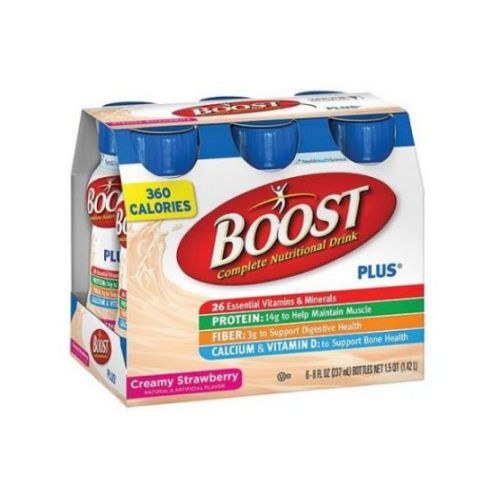 Boost Plus Creamy Strawberry Complete Nutritional Drink, 8 Fluid Ounce, 6 Count -- 4 Per Case