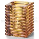 Hollowicks Block Amber Horizontal Rib Glass Lamp, 4 1/8 inch Height.