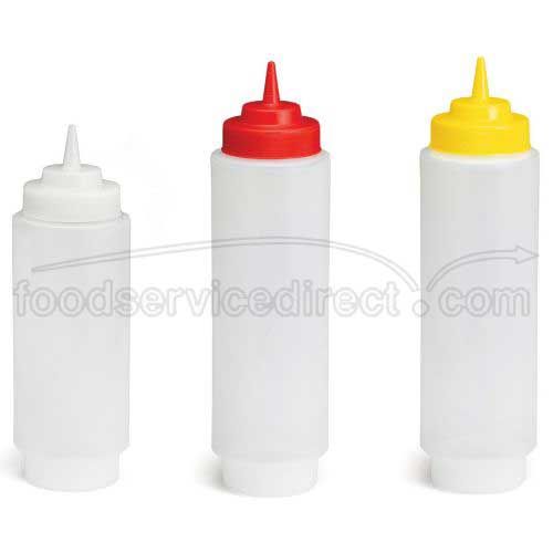 Tablecraft Dualway Widemouth Clear Squeeze Bottle With Cone Tip And Natural Top Dispenser, 16 Ounce Capacity -- 12 Per Case