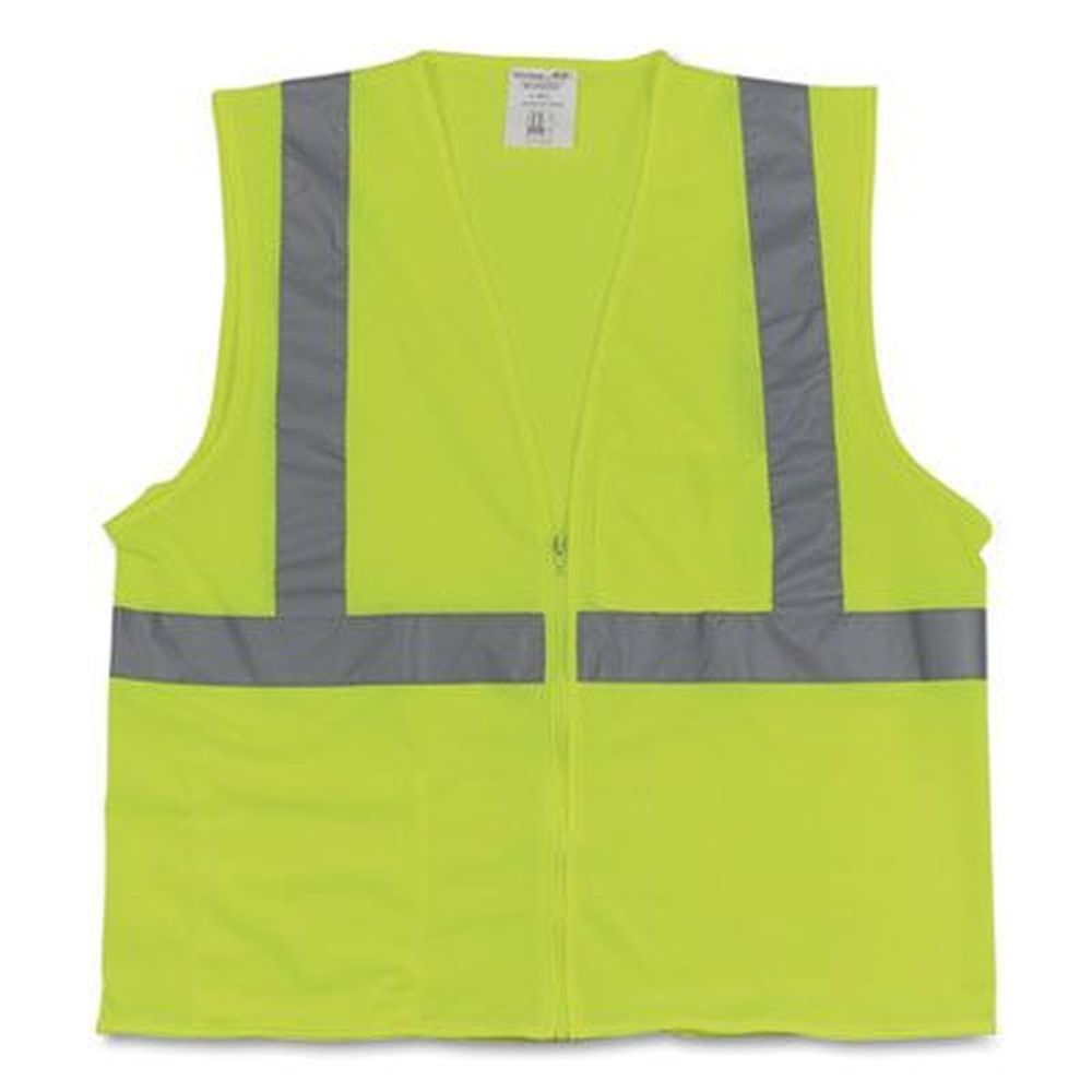 Pip Polyester Mesh X-large Hi-viz Lime Yellow Ansi Class 2 Two-pocket Zipper Mesh Safety Vest