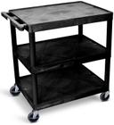 Luxor Black Three Shelves Structural Foam Plastic Utility Cart, 32 x 24 x 41 inch Height
