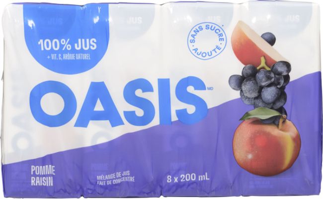 Oasis Apple/grape Juice, 200 Ml -- 32 Per Case