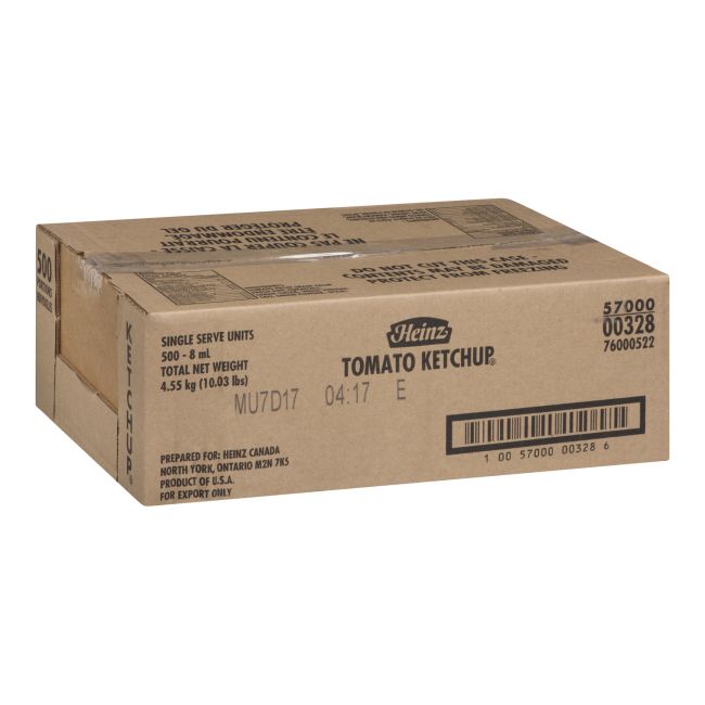 Heinz Tomato Ketchup, 8 Ml Sachets -- 500 Per Case