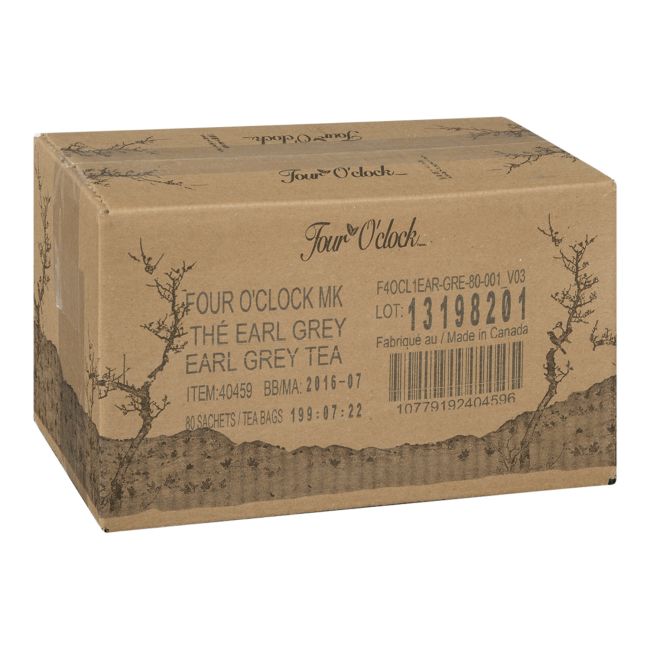 Four O Clock Sachet De Thé Noir Earl Grey, 1,7 G -- 80 Par Boîte