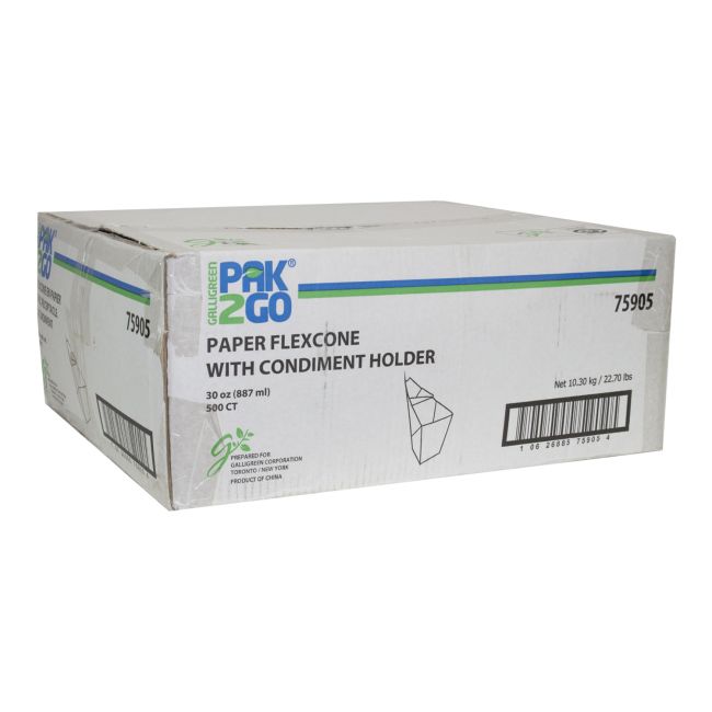 Pack N Eat Paper Flexcone With Condiment Holder, 30 Oz -- 500 Per Case