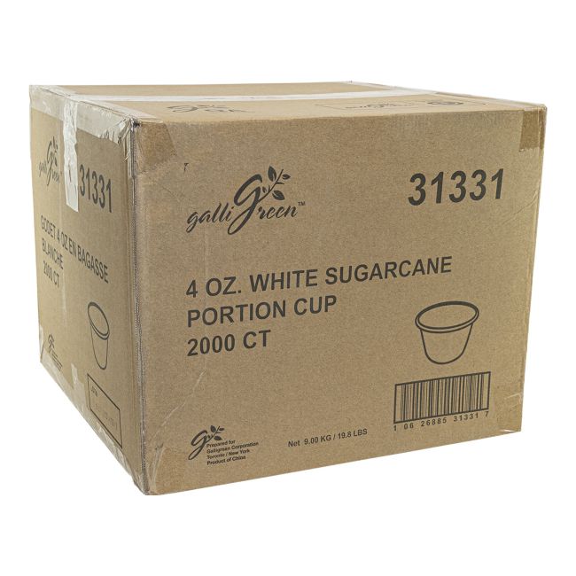 Galligreen White Sugarcane Portion Cup, 4 Oz Capacity -- 2000 Per Case