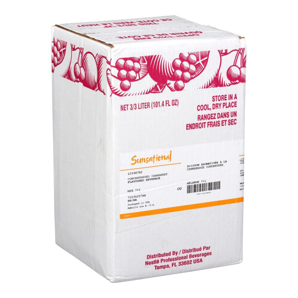 Sunsational 7 Plus 1 100 Percent Cranberry Cocktail Juice, 3 L -- 3 Per Case