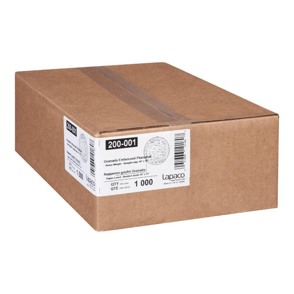 Lapaco White Straight Edge Heavy Weight Bond Granada Placemat, 10 X 15 In -- 1000 Per Case