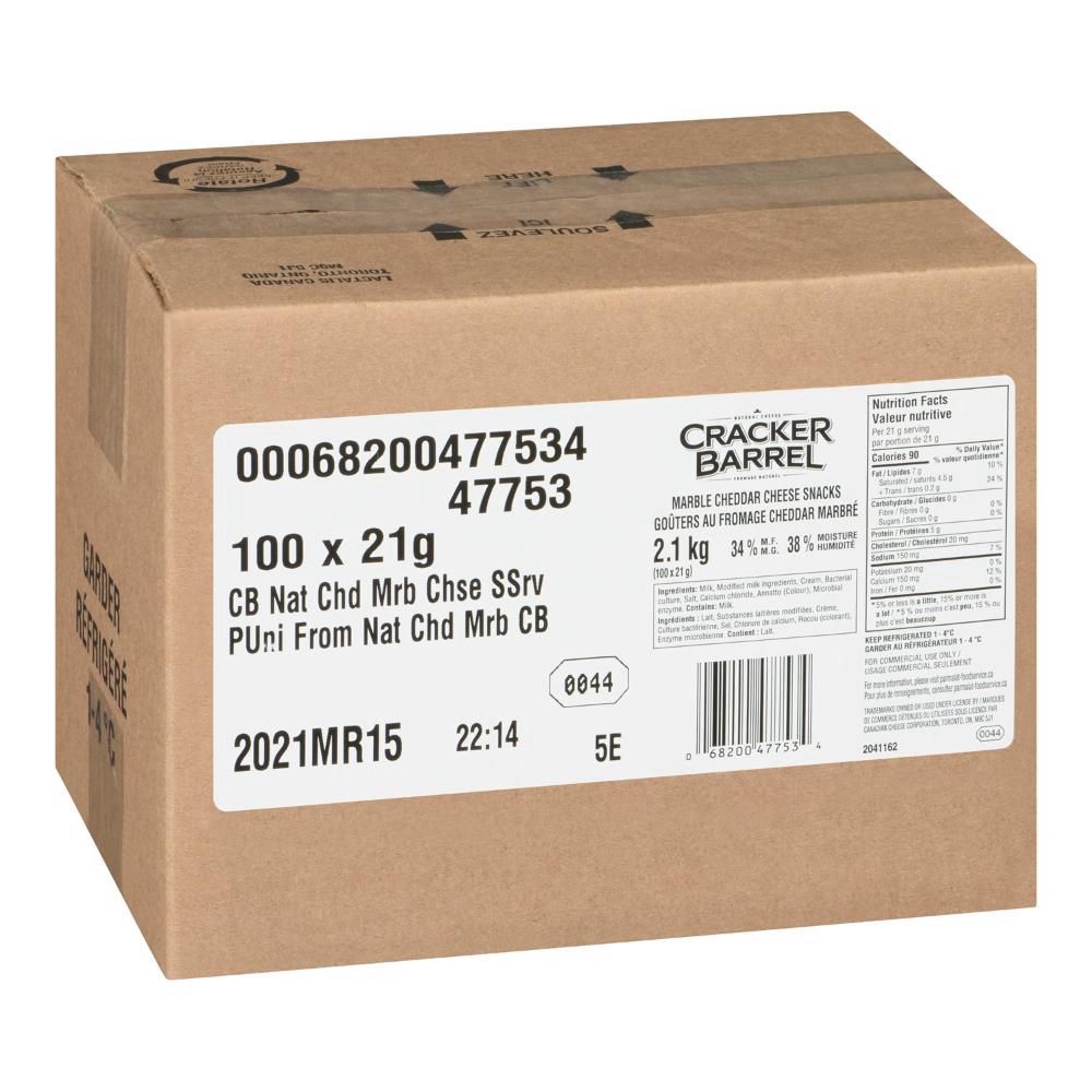 Cracker Barrel Fromage Cheddar Marbré, 21 G -- 100 Par Boîte