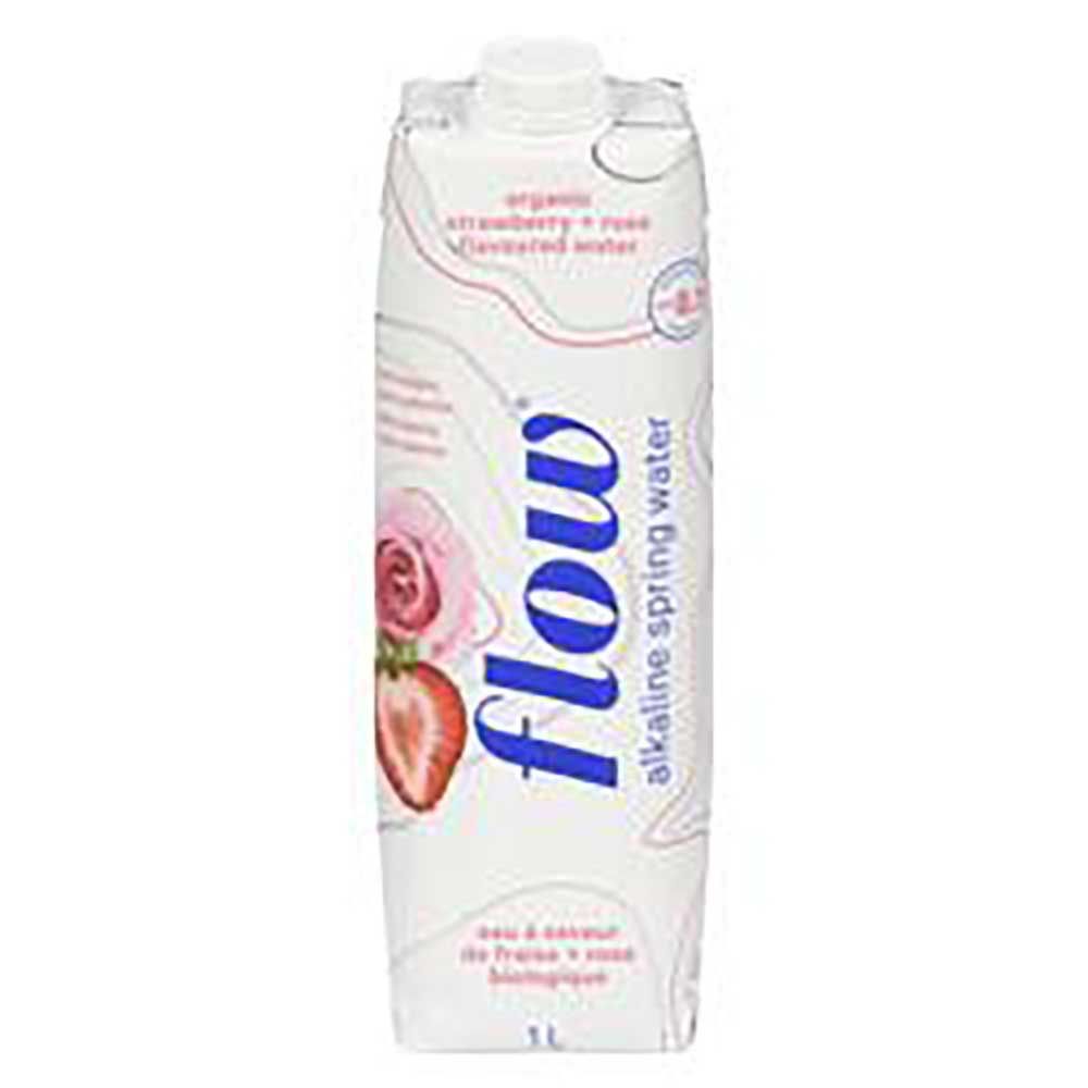Flow Eau De Source Bio À La Fraise Et À La Rose, 1 L -- 12 Par Caisse