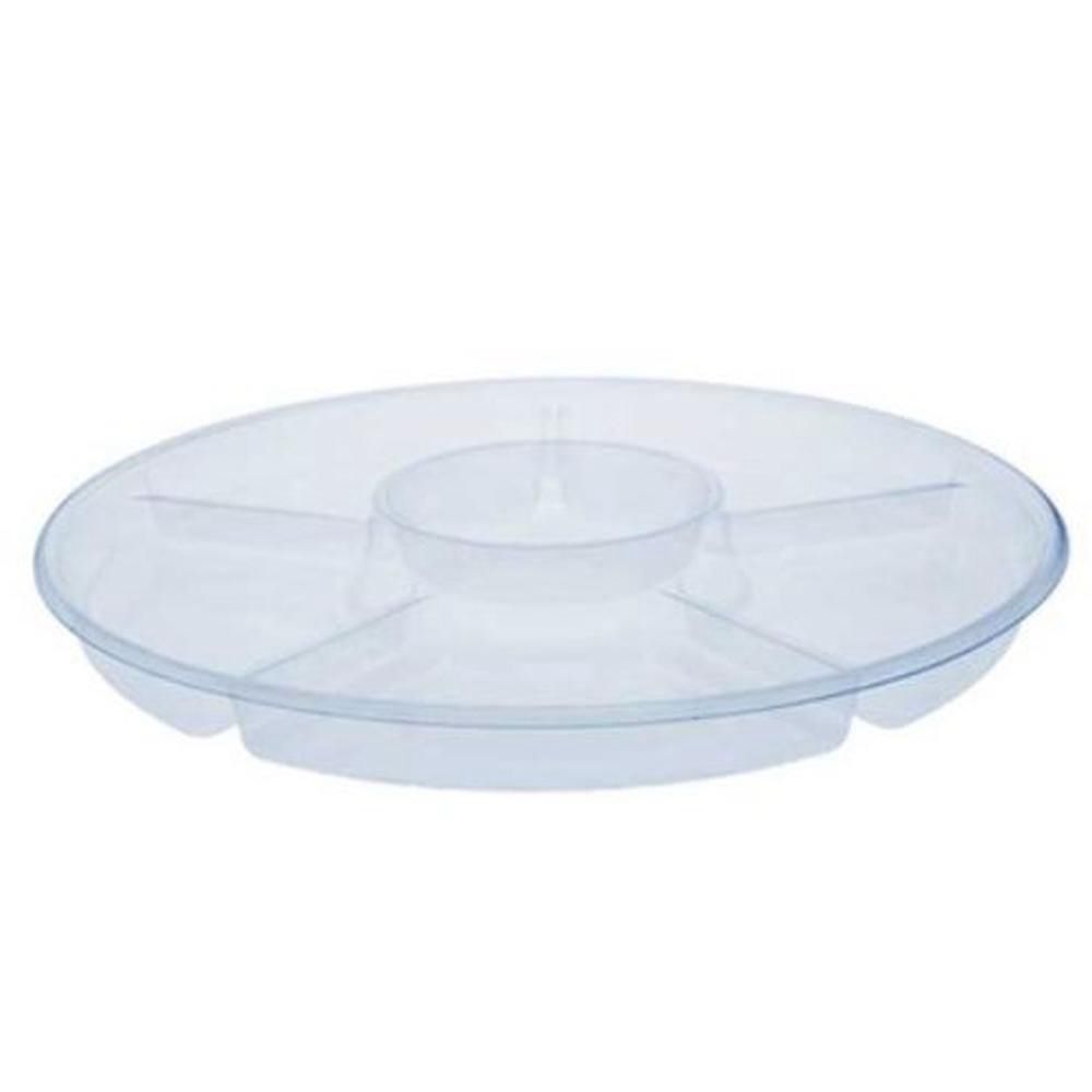 Pactiv 16 In Clear Round 5 Compartment Deep Tray, 25 Count
