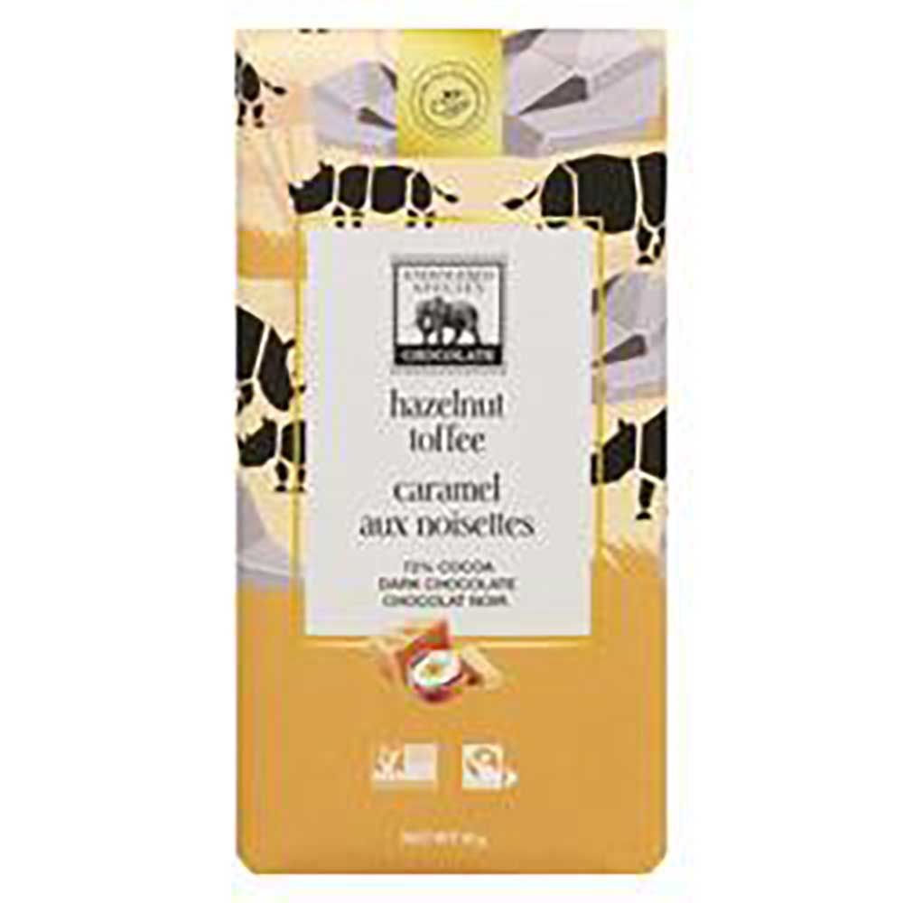 Endangered Species 72 Percent Cocoa Dark Chocolate With Hazelnut Toffee Bar, 85 G -- 12 Per Case