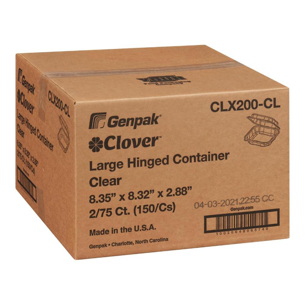 8 x 8 in Clear Polypropylene Hinged Square Container