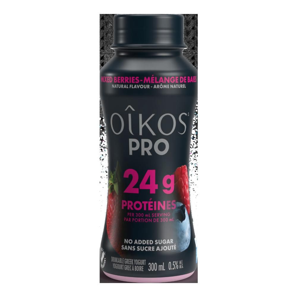 Oikos Yogourt À Boire Aux Baies Mélangées Sans Sucre Ajouté, 24 G De Protéines, 300 Ml -- 8 Par Boîte