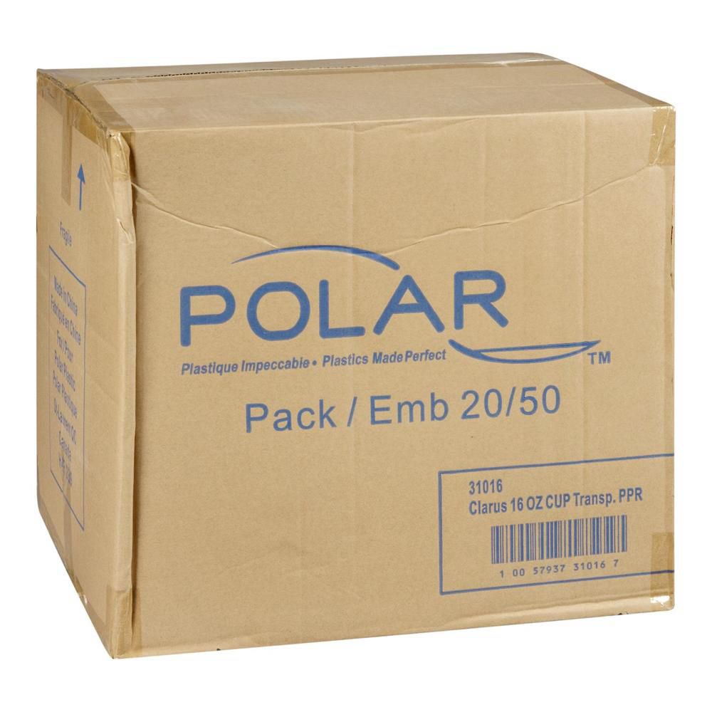 Polar Pak Clarus 16 Oz Polypropylene Clear Cup, 50 Count -- 20 Per Case
