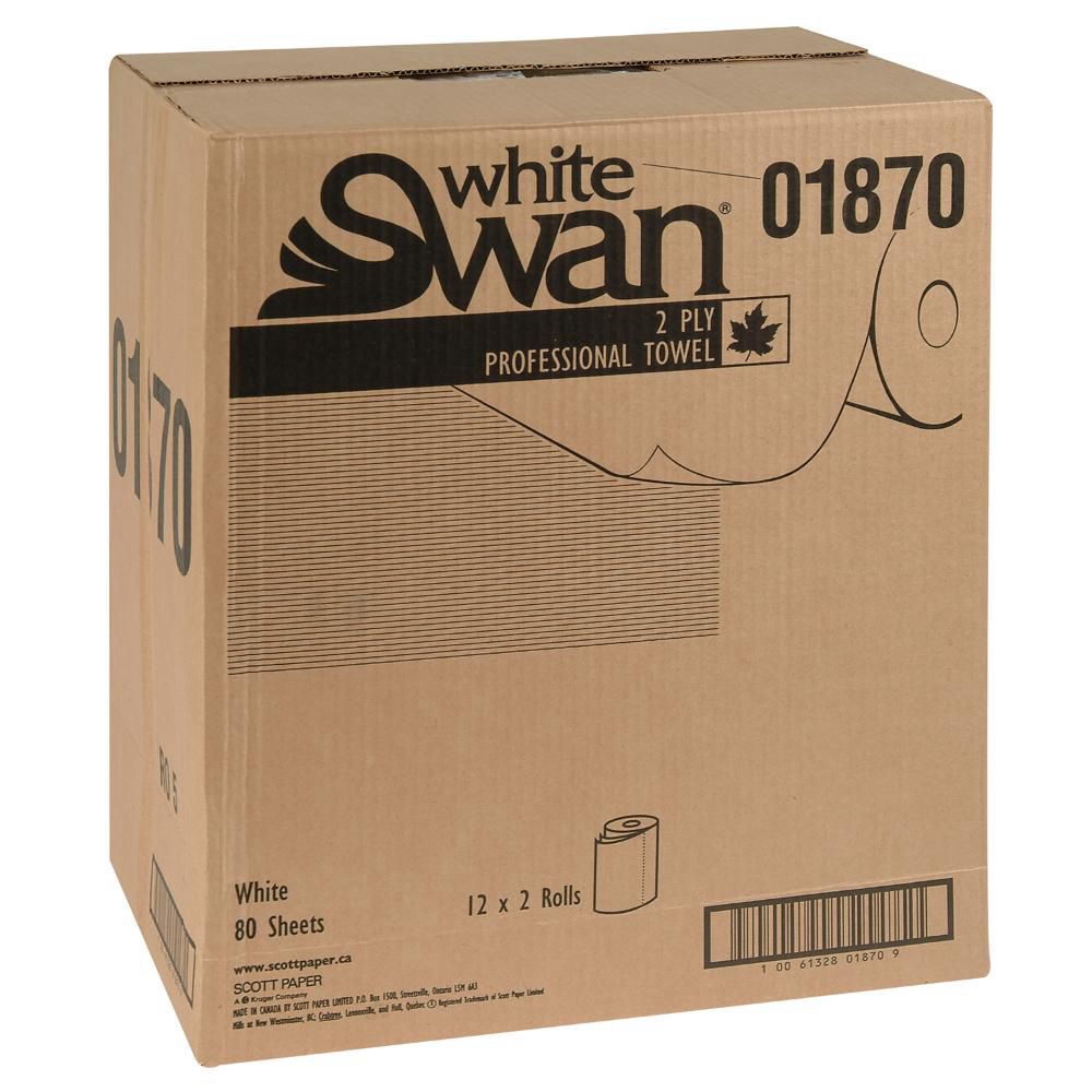 White Swan Essuie-tout Industriel 2 Épaisseurs, 80 Unités -- 24 Par Boîte