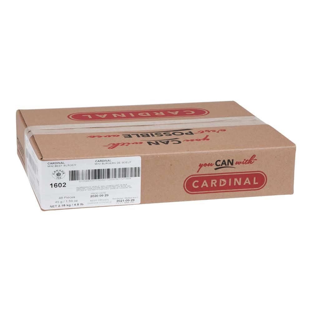 Cardinal Mini Burger De Bœuf Assaisonné De 1,6 Oz, 45 G -- 48 Par Caisse