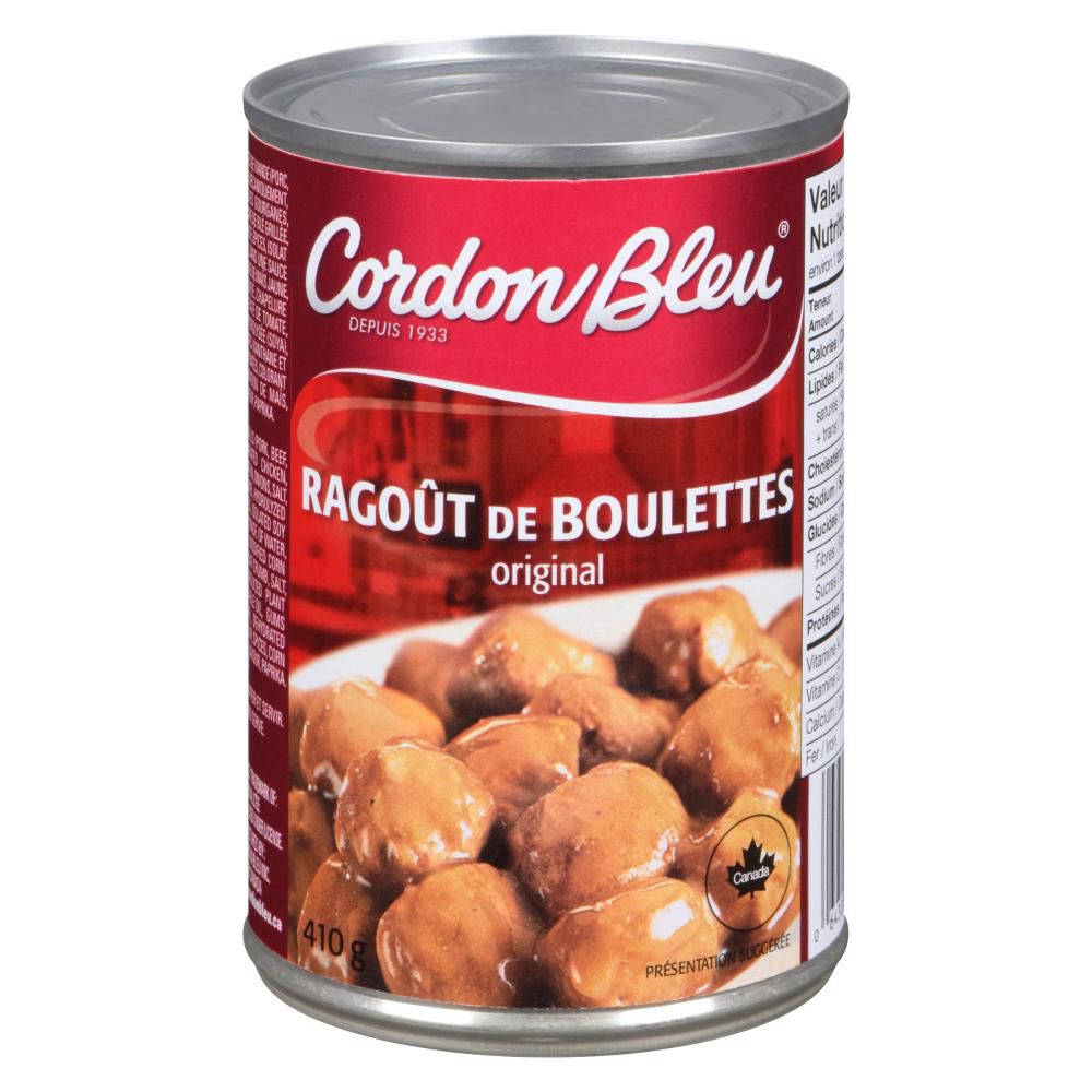 Cordon Bleu Boulettes De Viande Originales En Sauce, 410 G -- 24 Par Boîte