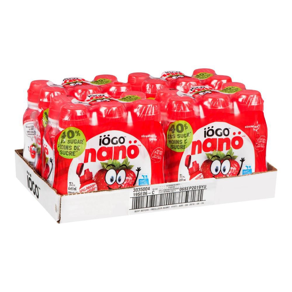 Iogo Yogourt À Boire À La Fraise, 1 % De Matière Grasse Laitière, 93 Ml -- 24 Par Boîte
