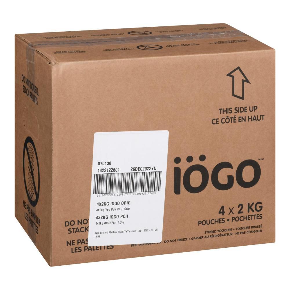 Iogo - Original 1.5 Percent Milk Fat Peach Yogurt, 2 Kg -- 4 Per Case
