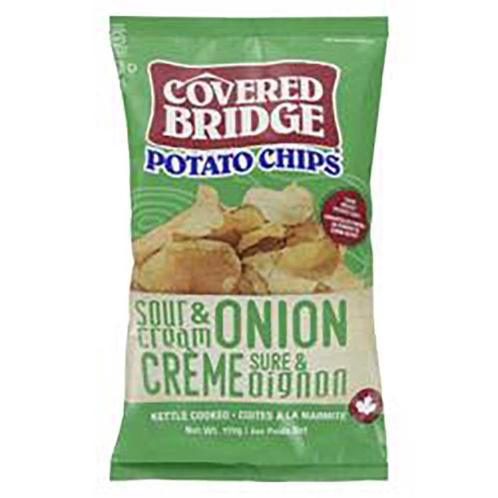 Covered Bridge Chips De Pommes De Terre À La Crème Sure Et À L'oignon, 170 G -- 12 Par Boîte