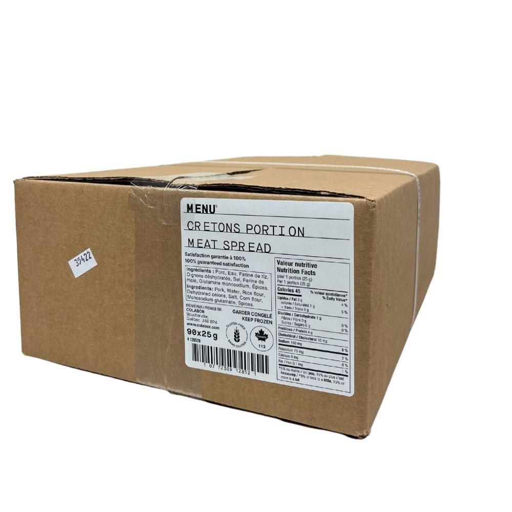 Menu Cretons De Porc Sans Gluten - Portion, 25 G -- 90 Par Caisse