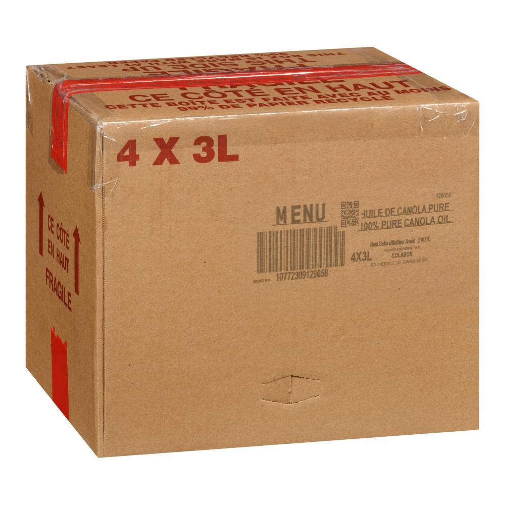 Menu Huile De Canola 100 % Pure, 3 L -- 4 Par Caisse