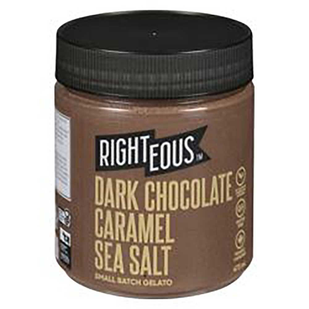 Righteous Gelato Au Chocolat Noir, Caramel Et Sel De Mer, 473 Ml -- 8 Par Boîte