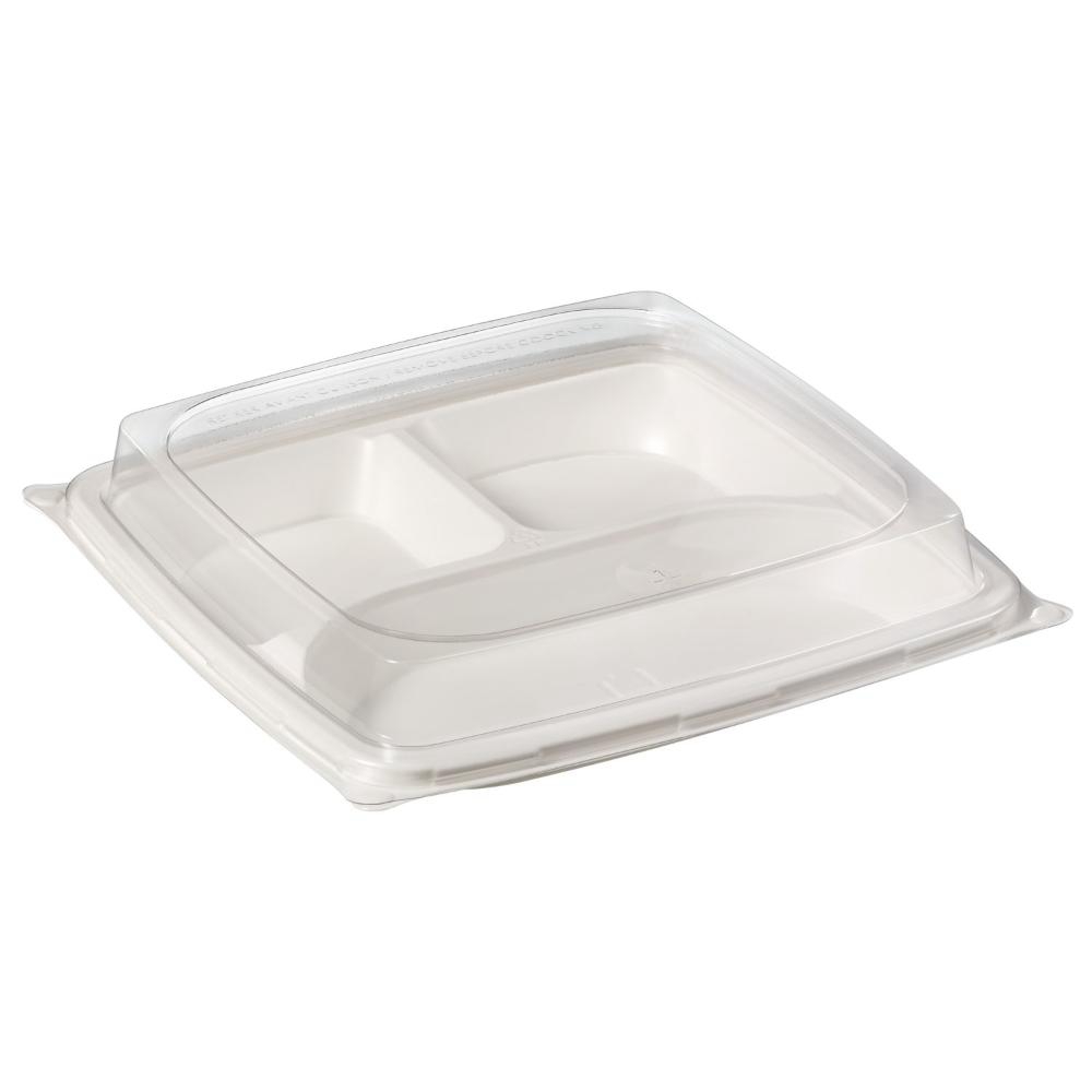 Polypropylene Ivory 3 Compartment Square Microwave Plate - Combo