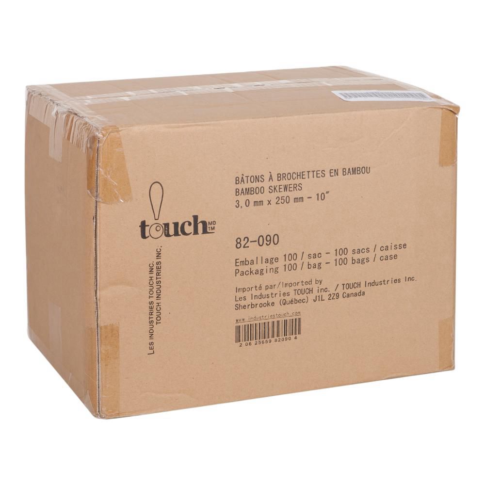 Touch Bâtonnets À Brochette En Bambou Naturel De 10 Po, 100 Unités -- 100 Par Boîte