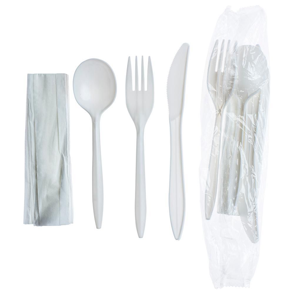 Touch Polypropylene Knife/fork/soup Spoon/napkin Food Kit -- 500 Per Case