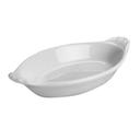 12 Ounce White Oval Au Gratin Rarebit with Embossed Handle