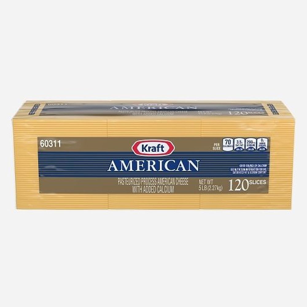 Kraft Singles Regular American Sliced Yellow Cheese, 5 Pound -- 4 Per Case