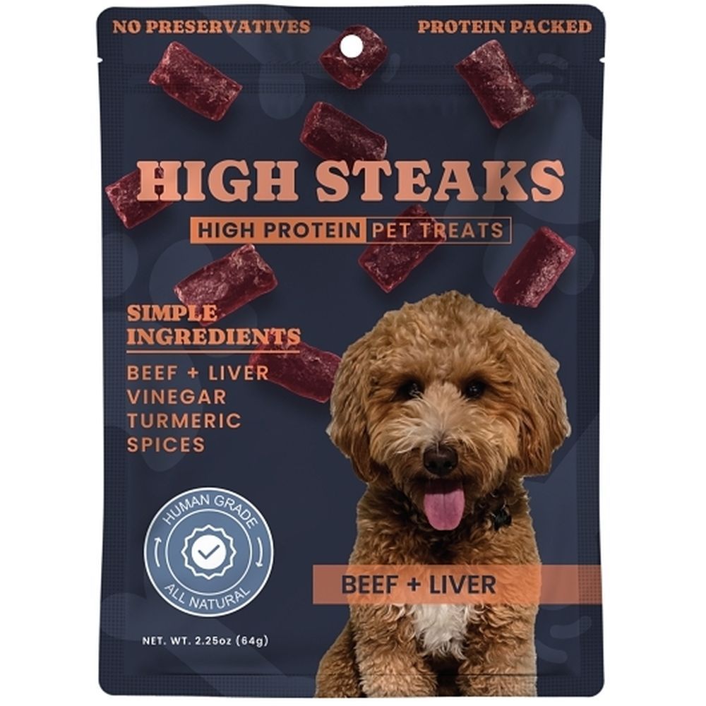 High Steaks Beef And Liver High Protein Dog Treats, 2.25 Ounce -- 8 Per Case