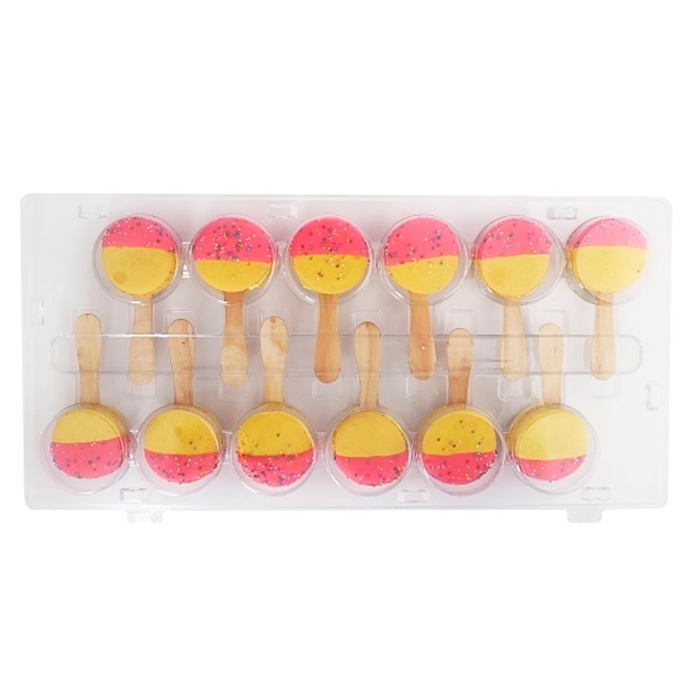 Inkles Pink Chocolate And Lemon Macaron Pops With Rainbow Topping, 8 Pound